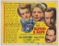 3b198 KIND LADY TC 1951 John Sturges, Ethel Barrymore, Keenan Wynn & Angela Lansbury!