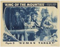 3b489 KING OF THE MOUNTIES chapter 3 LC 1942 Peggy Drake holds gun on Anthony Warde, Human Target!