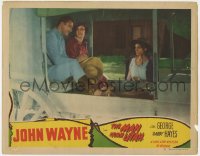 3b502 MAN FROM UTAH LC #2 R1940s Campillo stares at John Wayne & Polly Ann Young in stagecoach!
