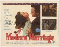 3b224 MODERN MARRIAGE TC 1950 one wife out of every four is an emotional stranger to her husband!