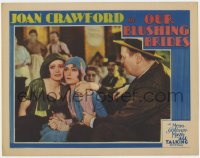 3b539 OUR BLUSHING BRIDES LC 1930 worried Joan Crawford & Dorothy Sebastian holding hands, rare!