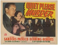 3b250 QUIET PLEASE MURDER TC 1942 George Sanders holding gun & silencing Gail Patrick, film noir!
