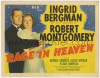 3b252 RAGE IN HEAVEN TC R1946 great romantic image of Ingrid Bergman & Robert Montgomery!