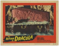 3b555 RETURN OF DRACULA LC #8 1958 great close up of vampire Francis Lederer emerging from coffin!
