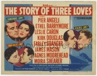 3b293 STORY OF THREE LOVES TC 1953 Leslie Caron, Pier Angeli, Kirk Douglas, James Mason, Granger