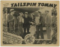 3b585 TAILSPIN TOMMY chapter 12 LC 1934 Noah Beery Jr. & cast smiling at Grant Withers w/ parachute!