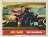 3b012 THUNDERBALL LC #1 1965 c/u of Sean Connery as James Bond attacking Adolfo Celi inside boat!