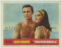 3b013 THUNDERBALL LC #2 1965 c/u of barechested Sean Connery as James Bond & sexy Claudine Auger!