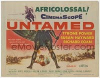 3b318 UNTAMED TC 1955 Tyrone Power & sexy Susan Hayward in Africa with native tribe!
