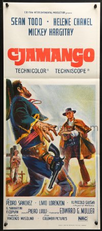 3c270 CJAMANGO Aust daybill 1967 different art of tough cowboy Ivan Rassimov in gunfight!