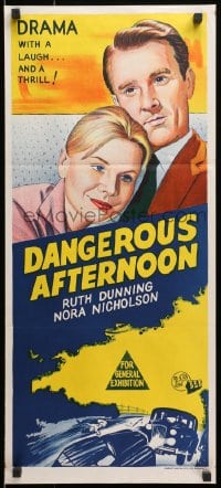 3c281 DANGEROUS AFTERNOON Aust daybill 1961 Ruth Dunning, drama with a laugh & a thrill!