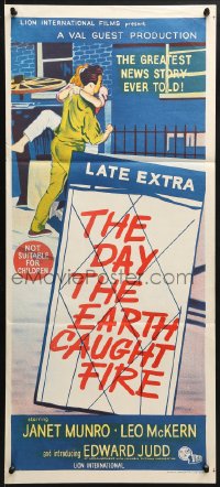 3c286 DAY THE EARTH CAUGHT FIRE Aust daybill 1962 Val Guest sci-fi, most jolting events of tomorrow!