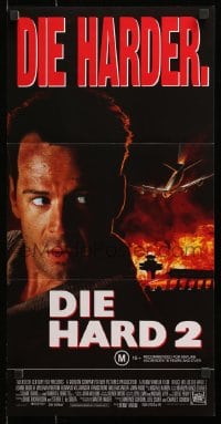 3c293 DIE HARD 2 Aust daybill 1990 tough guy Bruce Willis is in the wrong place at the right time!