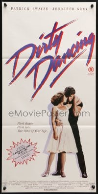 3c294 DIRTY DANCING Aust daybill 1988 classic image of Patrick Swayze & Jennifer Grey in embrace!