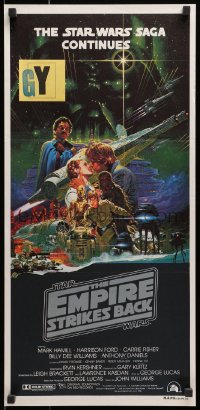 3c307 EMPIRE STRIKES BACK Aust daybill 1980 George Lucas sci-fi classic, art by Noriyoshi Ohrai!
