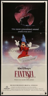 3c313 FANTASIA Aust daybill R1982 Mickey from Sorcerer's Apprentice, Chernabog, great images!