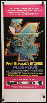 3c316 FIVE SUMMER STORIES PLUS FOUR Aust daybill 1976 really cool surfing artwork by Rick Griffin!