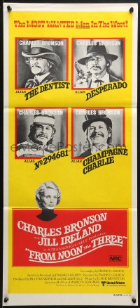 3c327 FROM NOON TILL THREE Aust daybill 1976 4 great images of wanted Charles Bronson!