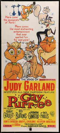3c332 GAY PURR-EE Aust daybill 1962 Judy Garland, Robert Goulet, Red Buttons, cartoon cats!