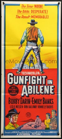 3c342 GUNFIGHT IN ABILENE Aust daybill 1967 art of cowboy Bobby Darin in a showdown!