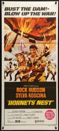 3c351 HORNETS' NEST Aust daybill 1970 Rock Hudson, great art of cast with guns!