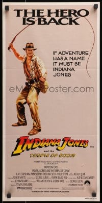 3c366 INDIANA JONES & THE TEMPLE OF DOOM Aust daybill 1984 art of Harrison Ford, the hero is back!