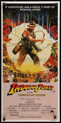 3c365 INDIANA JONES & THE TEMPLE OF DOOM Aust daybill 1984 art of Harrison Ford by Mike Vaughan!
