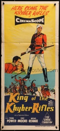 3c382 KING OF THE KHYBER RIFLES Aust daybill 1954 artwork of British soldier Tyrone Power!