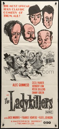 3c384 LADYKILLERS Aust daybill R1972 cool art of guiding genius Alec Guinness, gangsters!