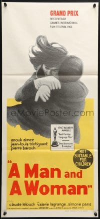 3c403 MAN & A WOMAN Aust daybill 1968 Claude Lelouch's Un homme et une femme, Anouk Aimee!