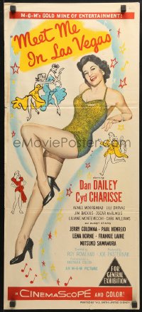 3c412 MEET ME IN LAS VEGAS Aust daybill 1956 showgirl Cyd Charisse in skimpy outfit, rare!