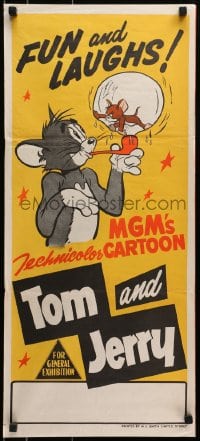 3c538 TOM & JERRY Aust daybill 1950s art of the mouse inside bubble blown from cat's pipe!