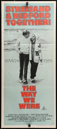 3c562 WAY WE WERE Aust daybill 1974 Barbra Streisand & Robert Redford walk on the beach!