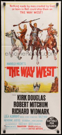 3c563 WAY WEST Aust daybill 1967 Kirk Douglas, Robert Mitchum, Widmark, art of frontier justice!