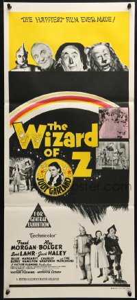 3c570 WIZARD OF OZ Aust daybill R1970s Victor Fleming, great images of Judy Garland, yellow style!
