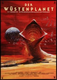 3c593 DUNE German 33x47 1984 David Lynch sci-fi epic, different sandworm artwork by John Berkey!
