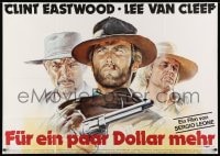 3c598 FOR A FEW DOLLARS MORE German 33x47 R1978 great Casaro art of Eastwood, Kinski & Van Cleef