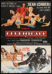 3c620 THUNDERBALL German 33x47 1965 cool different montage image of Sean Connery as James Bond 007!