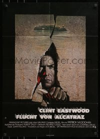 3c757 ESCAPE FROM ALCATRAZ German 1979 cool artwork of Clint Eastwood busting out by Lettick!
