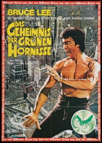 3c793 GREEN HORNET German 1975 cool art of Bruce Lee as Kato over city!