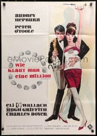3c816 HOW TO STEAL A MILLION German 1966 different art of sexy Audrey Hepburn & Peter O'Toole!