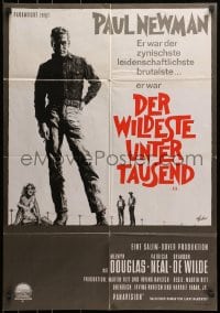 3c817 HUD German 1963 Rolf Goetze art of Paul Newman as the man with the barbed wire soul!