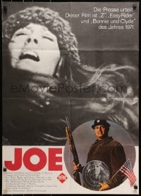 3c829 JOE German 1971 Peter Boyle w/shotgun, American flag, and hippie target, drugs!