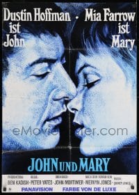 3c830 JOHN & MARY German 1970 super close image of Dustin Hoffman about to kiss Mia Farrow!
