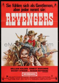 3c903 REVENGERS German 1972 Dill art of cowboys William Holden, Ernest Borgnine & Woody Strode!
