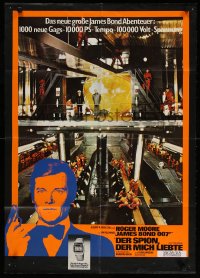 3c927 SPY WHO LOVED ME German 1977 Roger Moore as James Bond, cool image of submarine bay!