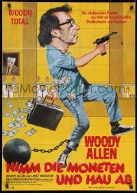 3c948 TAKE THE MONEY & RUN German R1981 director & star Woody Allen on chain gang, different!