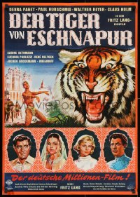 3c958 TIGER OF ESCHNAPUR German R1960s Fritz Lang, different art of sexy Debra Paget & tiger!