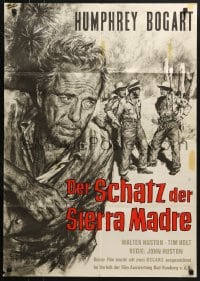 3c962 TREASURE OF THE SIERRA MADRE German R1961 different art of Humphrey Bogart by Rolf Goetze!
