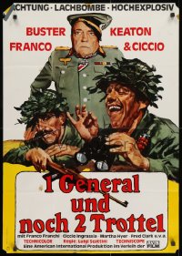 3c977 WAR ITALIAN STYLE German 1975 Due Marines e un Generale, cartoon art of Buster Keaton as Nazi!